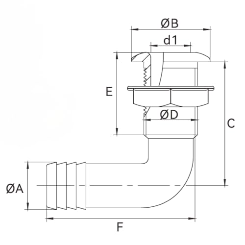 SEAFLO 5/8" 90° Angled Thru Hull Fitting - Image 4