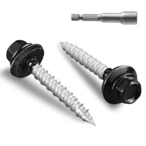 #10 1.5" Black Metal Roofing Screws, 64pcs