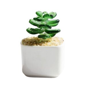 Decorative Glass Succulent in Ceramic Pot