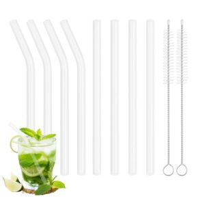 8 Pcs Reusable Short Glass Straws Set