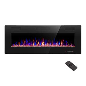 R.W.FLAME 50" Electric Fireplace, Recessed, Remote
