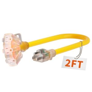 PlugSaf 12/3 Outdoor Extension Cord with 3 Outlets