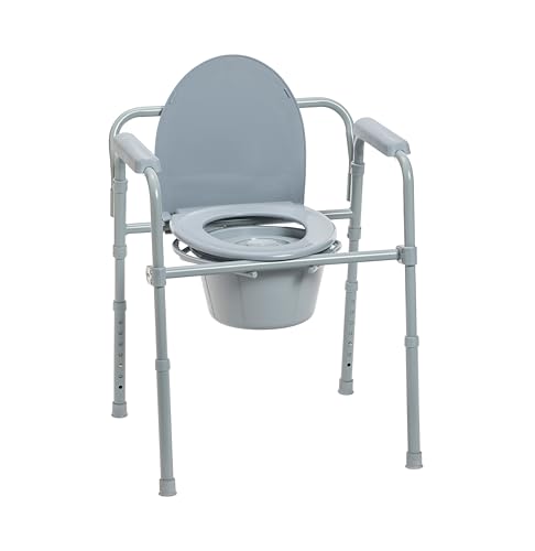 Drive Medical Folding Steel Commode Chair, Portable