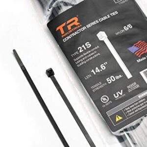 TR Industrial UV Cable Ties, 14.6", 100-Pack