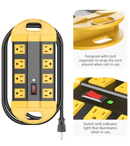 Heavy Duty Power Strip 8 Outlets 6FT - Image 4