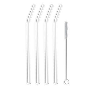 Clear Bent Hummingbird Glass Straws 4-Pack
