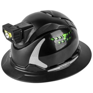 Green Devil Hard Hat with Headlight, Vented Safety Helmet