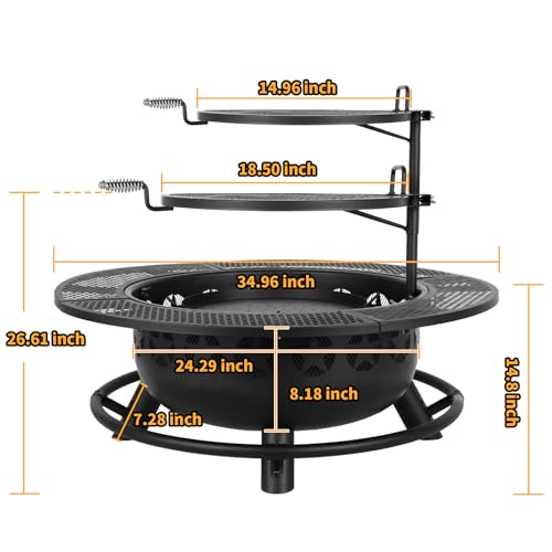 Hykolity 35" Fire Pit with Cooking Grate - Image 3