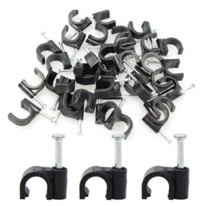 100PCS Black J-Hook Cable Clips with Nails