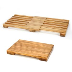 Teak Shower Mat - Adjustable Non-Slip Bath Mat