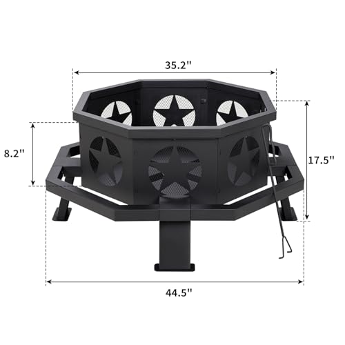Auhilence 45" Fire Pit, Octagonal Outdoor - Image 2
