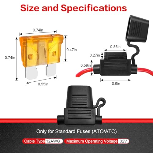 5-Pack 12V Waterproof Fuse Holders with 50 Fuses - Image 2