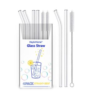 HeykirHome 4-Pack Reusable Glass Straws