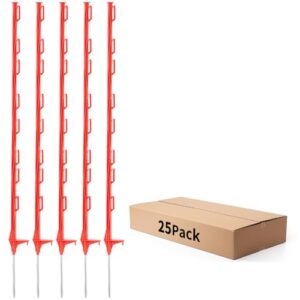 25 Pack 4FT Electric Fence Posts, Red