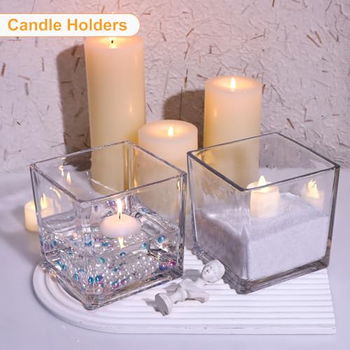 Set of 4 Clear Square Glass Vases - Image 5