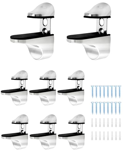 QWORK 8 Pack Adjustable Glass Shelf Bracket