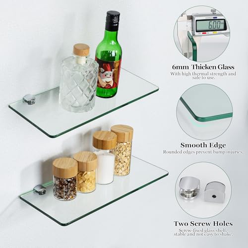 Sayayo 12" Glass Floating Shelves Set of 2 - Image 4