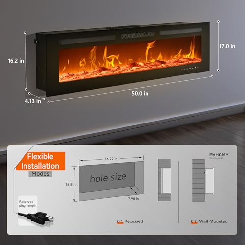 EUHOMY 50" Electric Fireplace with Remote Control - Image 2