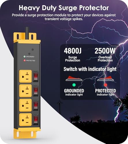 Heavy Duty Surge Protector Power Strip 20A - Image 2