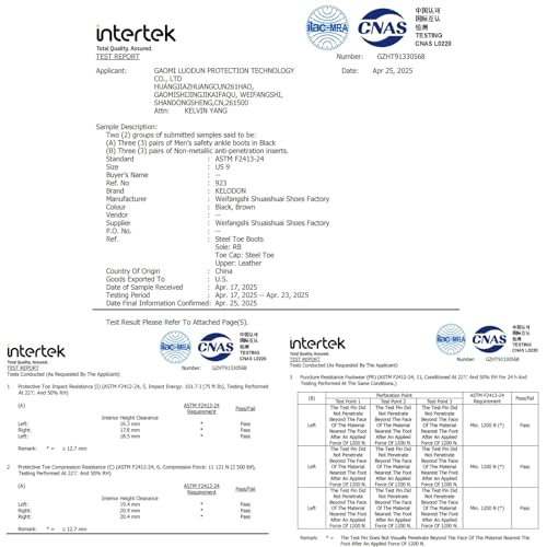 KELODON 6" Steel Toe Work Boots, Size 8 - Image 5