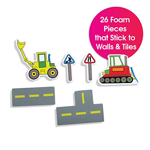Foam Sticker Bath Play Set, Road Construction - Image 2