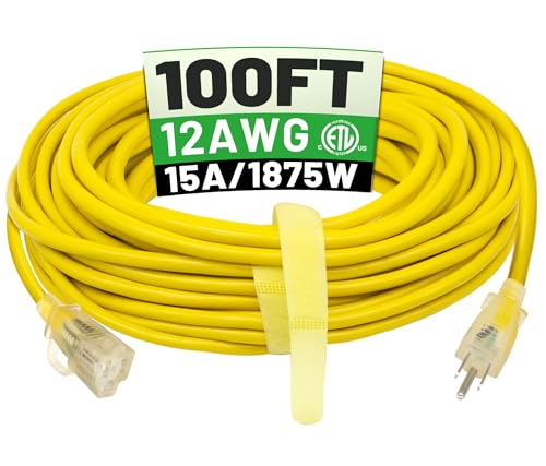 POWGRN 100ft 12/3 Outdoor Extension Cord