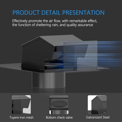 4 Inch Steel Roof Vent Cap with Damper - Image 6