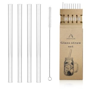 ANOTION Glass Straws 4-Pack with Brush