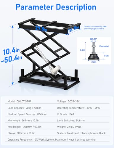 DIHOOL Electric Scissor Lift Table 200Lbs - Image 2