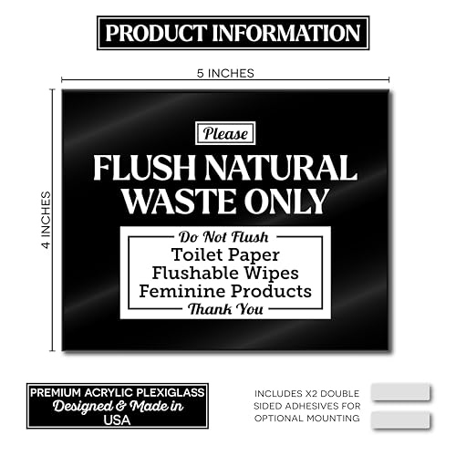 Acrylic Do Not Flush Sign, 5x4, USA - Image 3