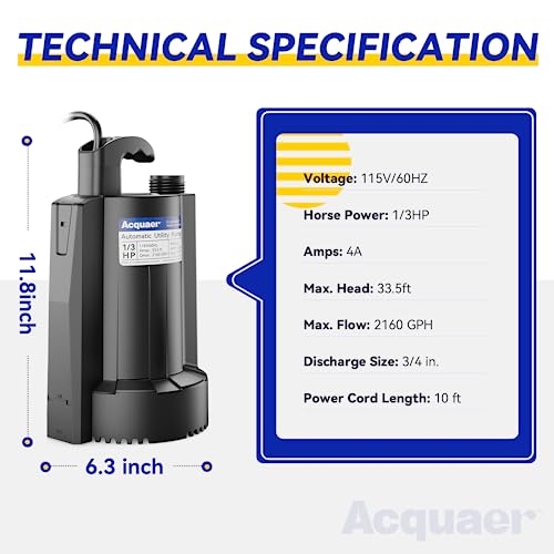 Acquaer 1/3 HP Submersible Water Pump - Image 2
