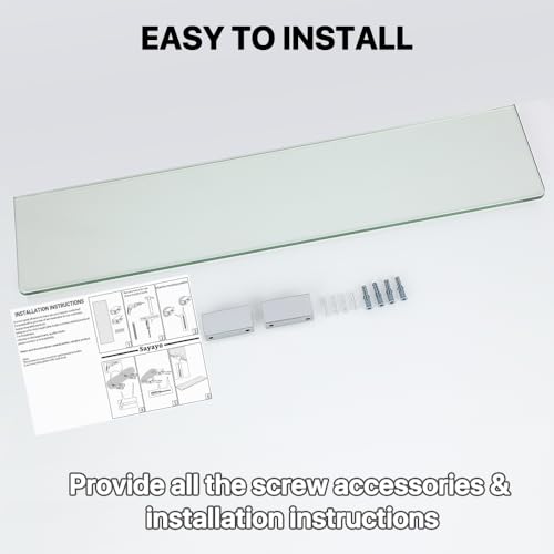 Sayayo 24 Inch Glass Shelf with Brackets - Image 6