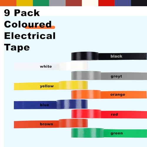 Romeda 9 Pack Coloured Electrical Tape - Image 3