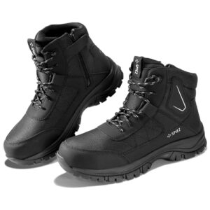 SPIEZ Waterproof Steel Toe Work Boots Black