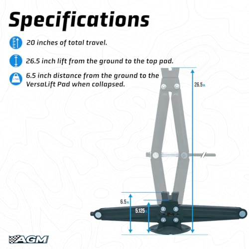 Heavy Duty Scissor Jack - 2000 lbs Capacity, 26.5" Lift - Image 3
