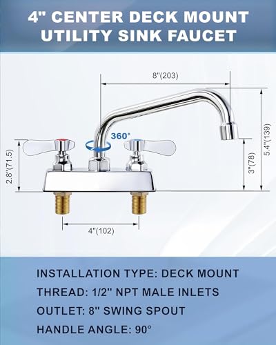 iVIGA Laundry Sink Faucet, 8" Swivel Spout - Image 3