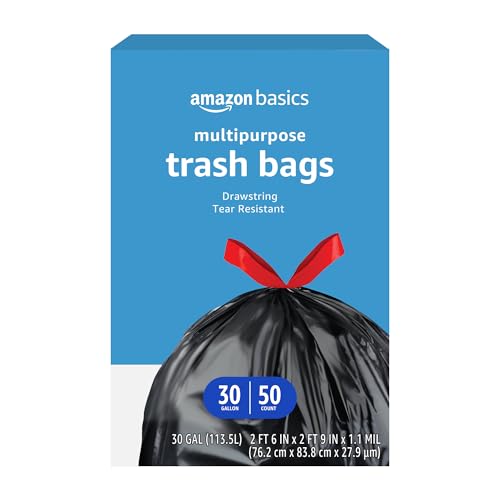 Amazon Basics 30 Gallon Drawstring Trash Bags