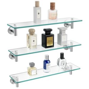 20-Inch Glass Bathroom Shelf, 3 Pack, Stainless Steel