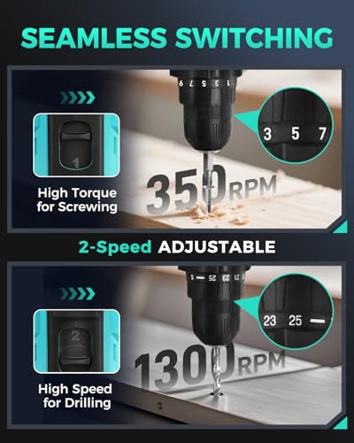 COMOWARE 20V Cordless Drill Set with Battery - Image 3