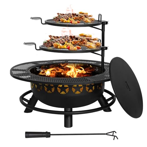 Hykolity 35" Fire Pit with Cooking Grate - Image 4