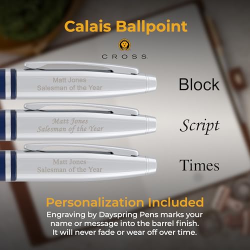 Engraved Blue Lacquer Cross Ballpoint Pen - Image 3