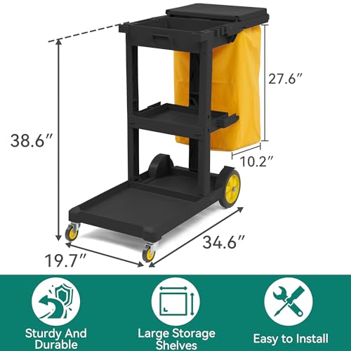 YITAHOME 3-Shelf Cleaning Cart with Bags - Image 2