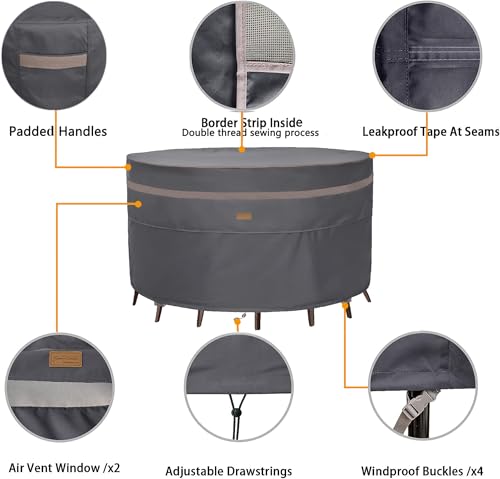 Heavy Duty Waterproof Round Patio Furniture Cover - Image 4