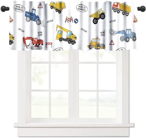 Kids Construction Truck Valance Curtain Panel