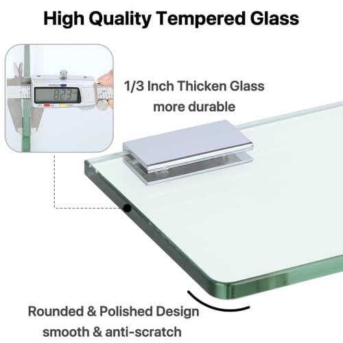Sayayo 24 Inch Glass Shelf with Brackets - Image 4