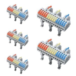 5 Pcs DIN Rail Terminal Blocks Connectors