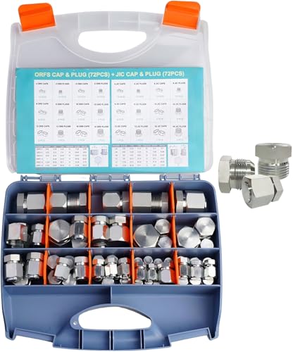 144 Pcs JIC Cap & Plug Kit, Steel Fittings