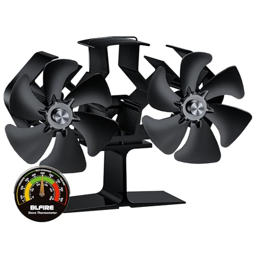 Heat Powered Wood Stove Fan with Thermometer