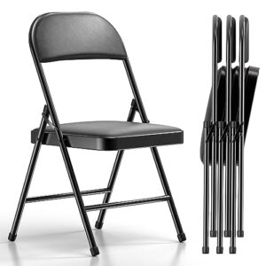 Nazhura Folding Chairs with Padded Cushion, 4 Pack