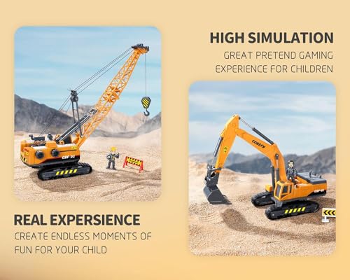 Construction Toy Set with Excavator, Crane, Truck - Image 6